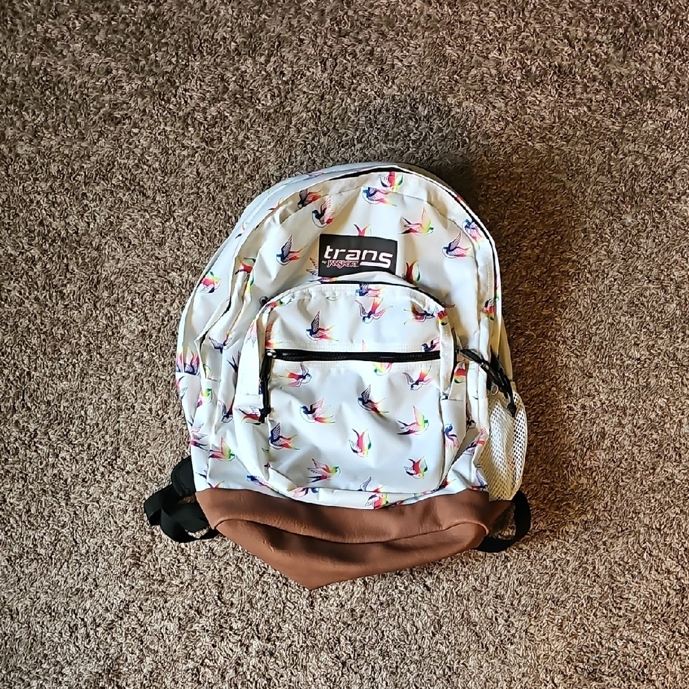 Trans by Jansport White Backpack with Bird Print